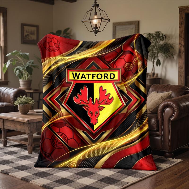 Watford Football Print Flannel Blanket Soft Warm Sofa Bed Throw Blanket For Home Office Bedroom
