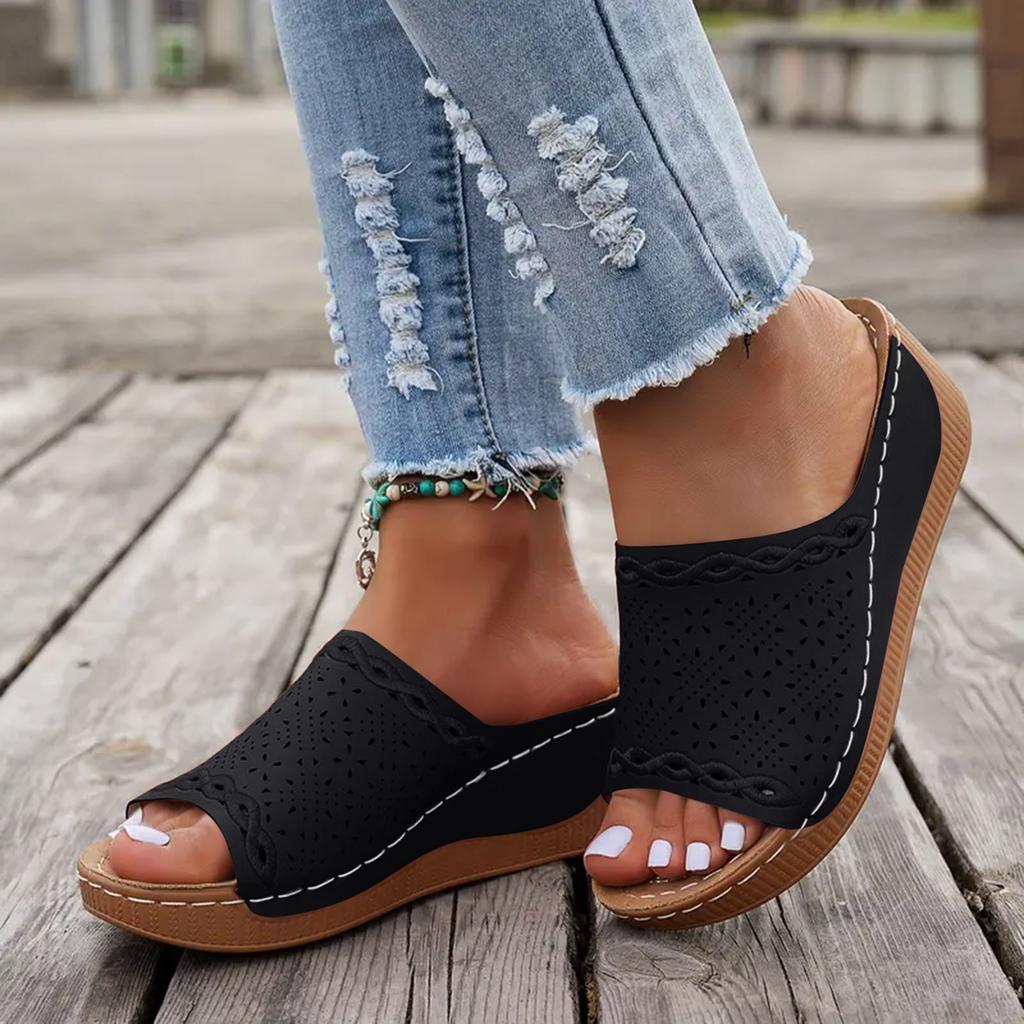 Scarpe Estive Sandali Donna Sandali Morbidi Sandali Slip-On da Donna Scarpe con Zeppa da Donna Calzature Taglie Forti Pantofola Donna