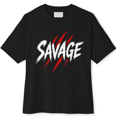 Men's Savage Graphic Oversized Boxy Tee | Black Cotton Shirt
