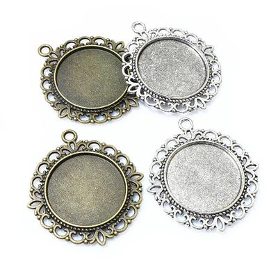 5pcs Double Side Fits 25mm Cabochon Pendant Blank Base Setting DIY Photo Bezel Tray Cameo Jewelry Making Accessories Findings