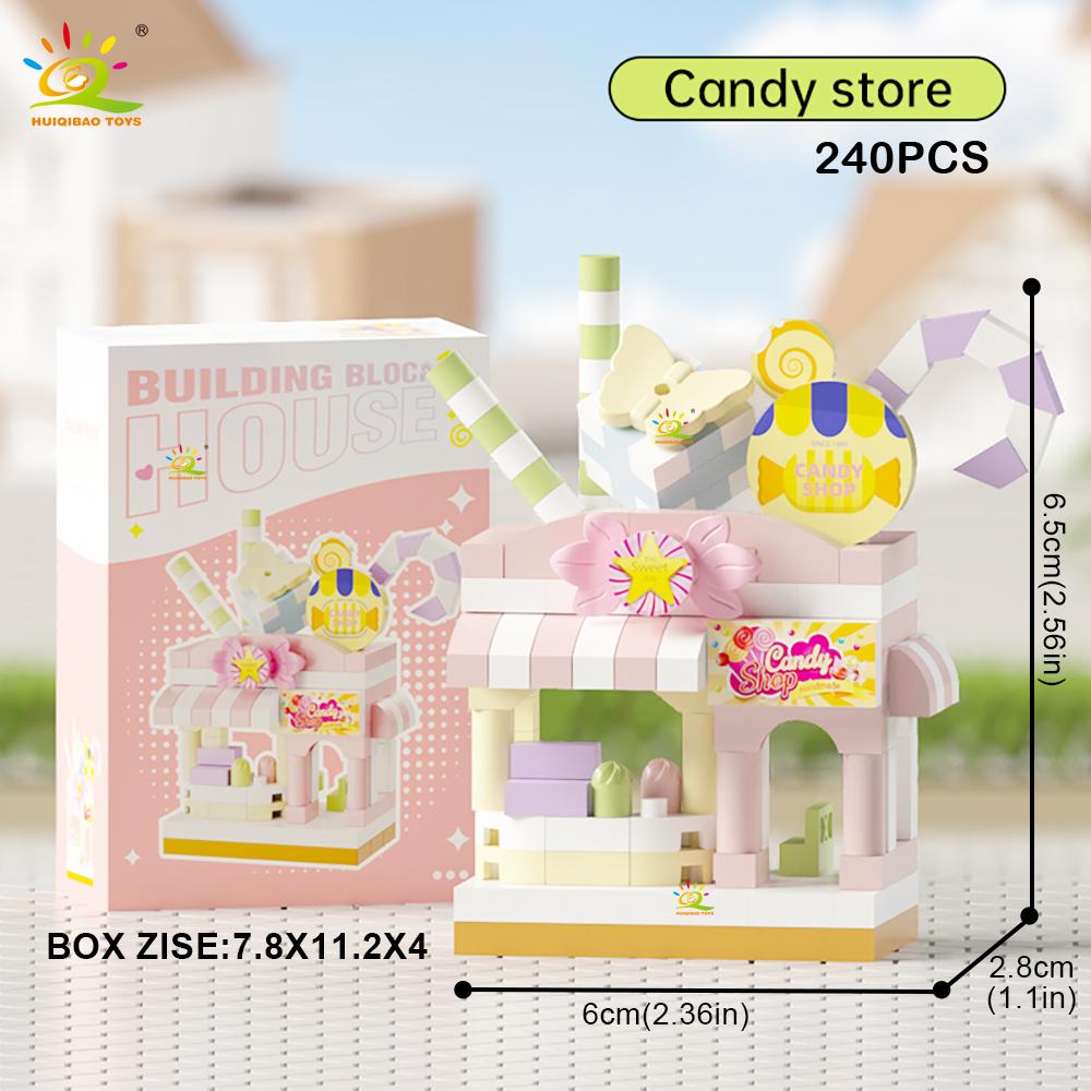 MOC Street Shop model Micro Building Block Burger Fried Flower Model Mini Brick Toy for Children Desk Decoration