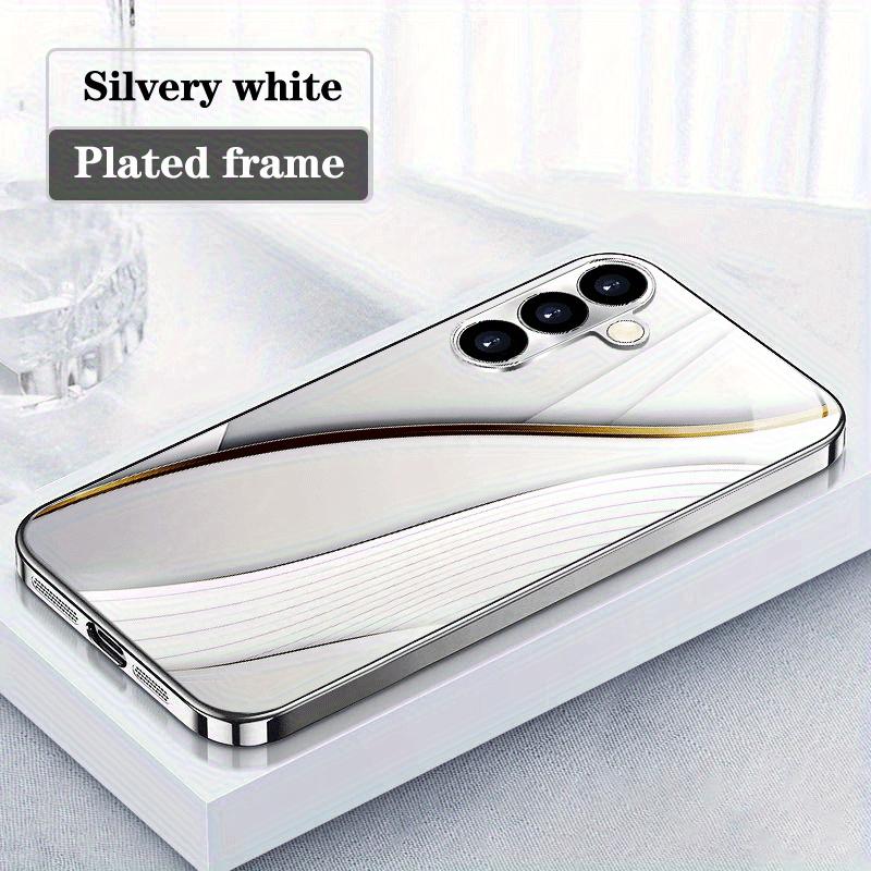 Custodia in vetro temperato con motivo curvo platino per telefono adatta per Samsung Galaxy S26 S25 S24 S23 S22 S21 S20 FE/Ultra/Plus anti-caduta