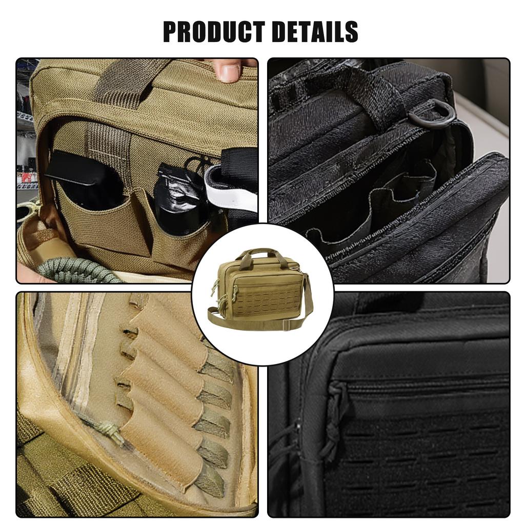 600D Oxford Cloth Tactical Gun Case Multiple Pockets Tactical Messenger Bag Tactical Handbag for Outdoor Hunting Shooting Range