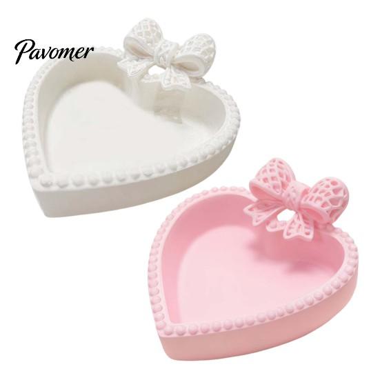 3D Printed Bow Storage Tray Jewelry Tray, Cute Heart-Shaped Organizer, Stable Decorative Desktop Organizer Unique Art Collection Gift for Rings