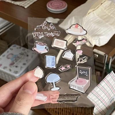 Pink Transparent Resin Spring Jelly Record Player Stickers – Cute Decorative Style for Journals and Phones.