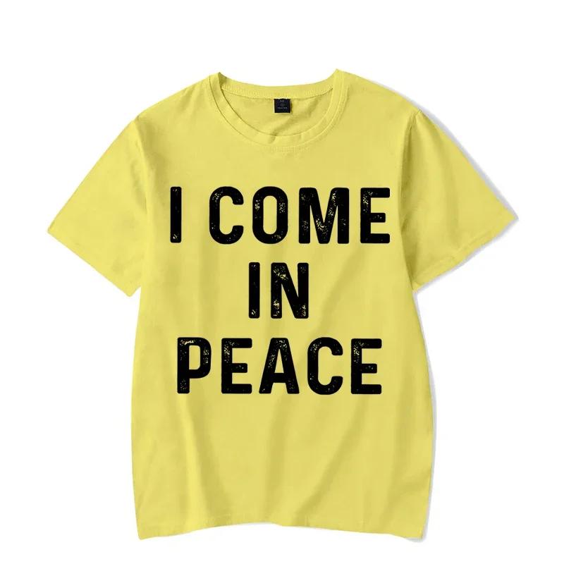 

Funny Matching Couples T-Shirts I Come in Peace I m Peace Letter Print T Shirt Short Sleeve Men Women Y2K Tops Lover Tees S