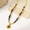 European and American light luxury retro tiger's eye stone necklace women's explosive sweater chain stainless steel collarbone neck chain fashion 