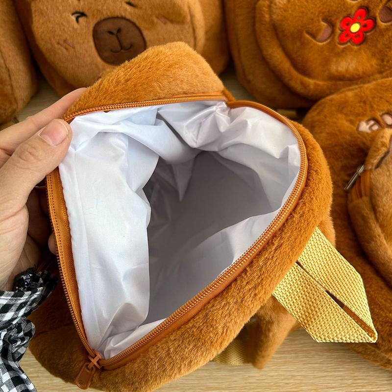 1Pc  Style Kapibala Doll Plush Backpacks Large Capacity Cartoon Capybara Backpack Plush Women Bag Gift For Kids