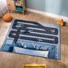Airport Runway Carpet Airplane Scene Rug Kids Play Mat Home Decoration Non-Slip Soft Floor Mat for Children Playroom Living Room