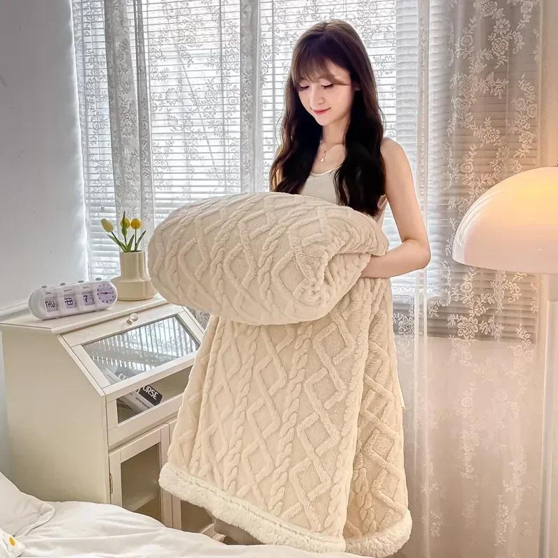 Plaid-Bettdecke für Kinder und Erwachsene, warme Winterdecken und Überwürfe, dicke Woll-Fleece-Überwurf, Sofa-Bettdecke, Bettdecke, weiche Tagesdecke