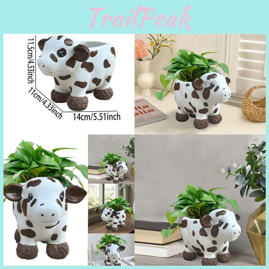 Adorable Modern Simple Cow Resin Succulent Planter Pot For Indoor And Outdoor Decor