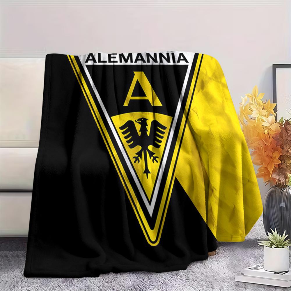 Alemannia Aachen Pattern Flannel Blanket, High Quality Comfortable for All Seasons, Home Decor, Warmth and Comfort, Perfect for Gifts.