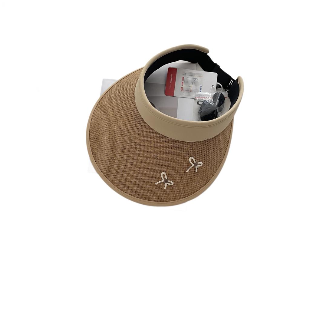 Summer new straw woven empty top hat women's big brim sun protection sun hat anti-ultraviolet face small versatile fashion trend