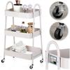 Beige Metal 3-Level Shelf On Wheels 44X31.5X78.5 Cm
