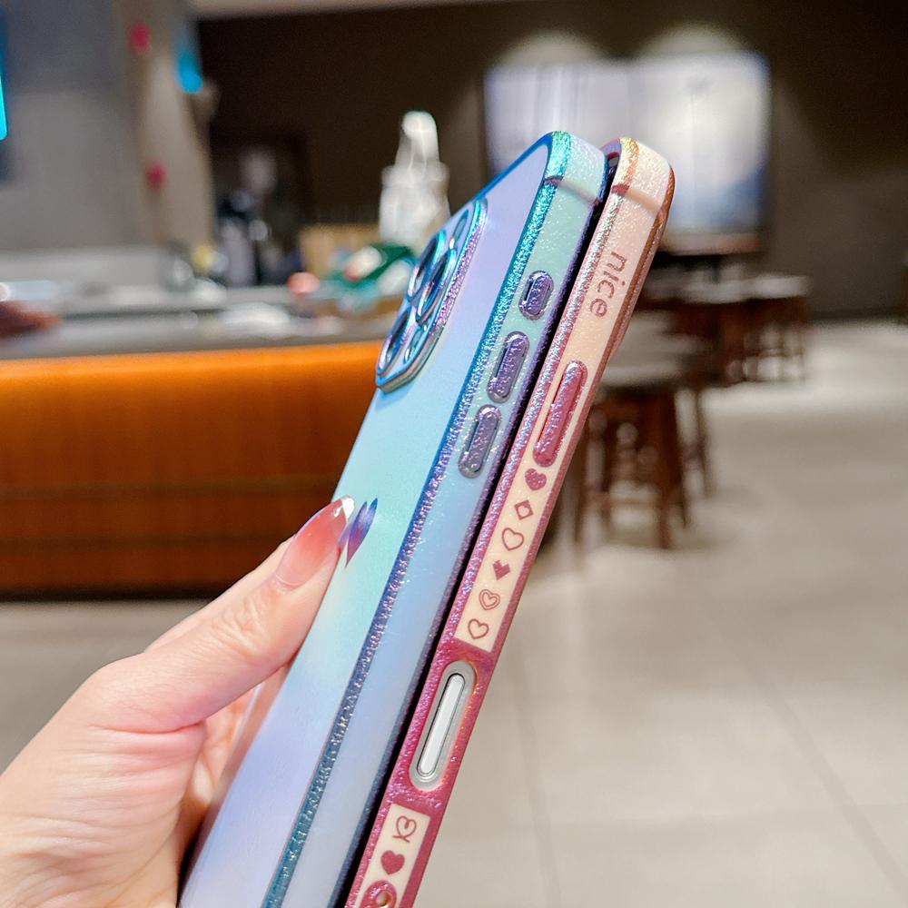 KEYSION Custodia per Telefono in TPU Colorata a Gradiente per iPhone 13 14 15 16 17 Pro Max 17 Air 16e 16 Plus Cover Posteriore Antiurto con Braccialetto di Cristallo