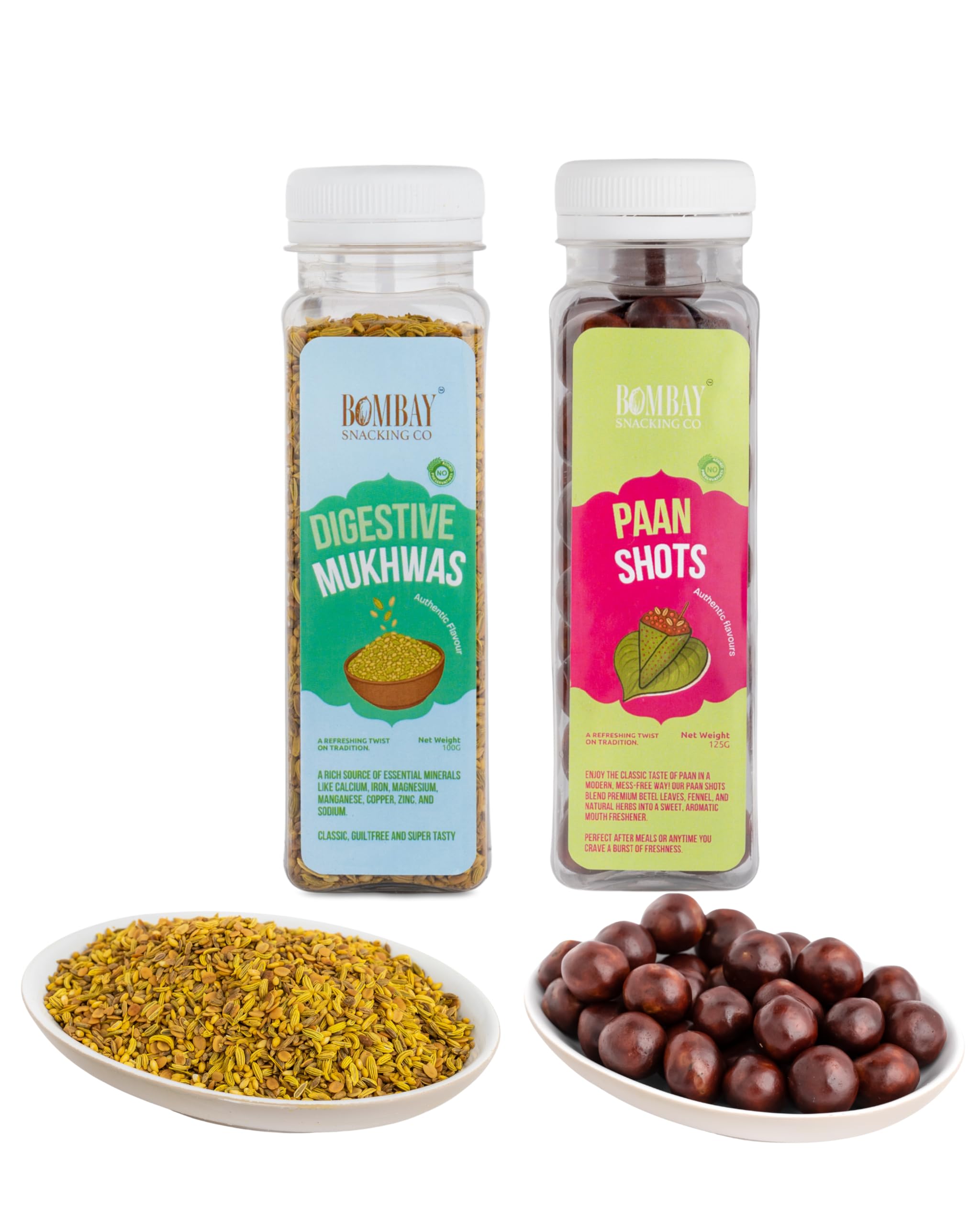 Bombay Snacking Company Variety Pack of 2 | Paan Shots & Digestive Mukhwas | Natural Mouth Freshener & Healthy Digestive Combo