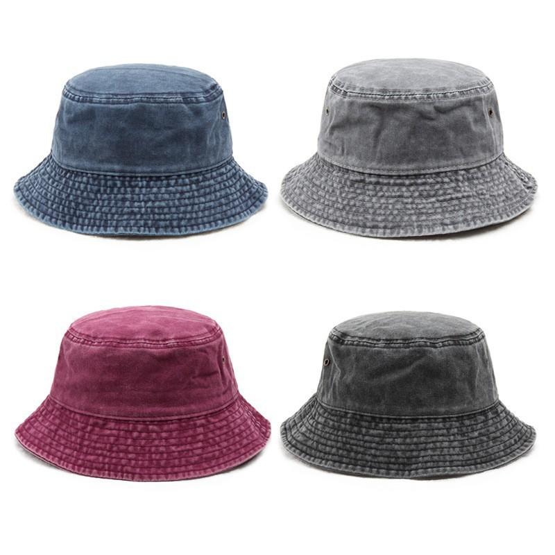 Retro Washed Denim Fisherman Hat Versatile Sunshade Basin Hat Plain Face Small Hat for Outdoor Beach Travel and Leisure