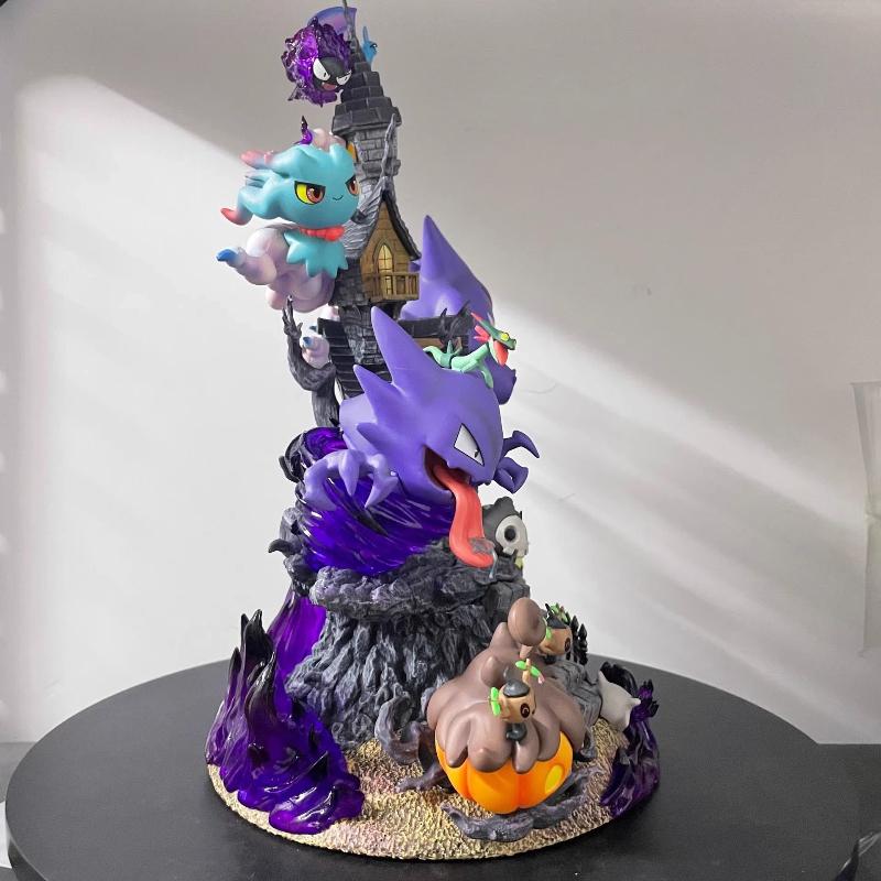 Latest Pocket Monster 31cm EGG Ghost Type Family Set Gengar Evolution Gk Figures Pvc Anime Static Statue Surprise Presents Playthings