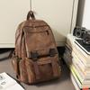 Schoolbag New Casual Backpack Men's Business Computer Bag PU Leather Large Capacity School Bag High School Student Backpack