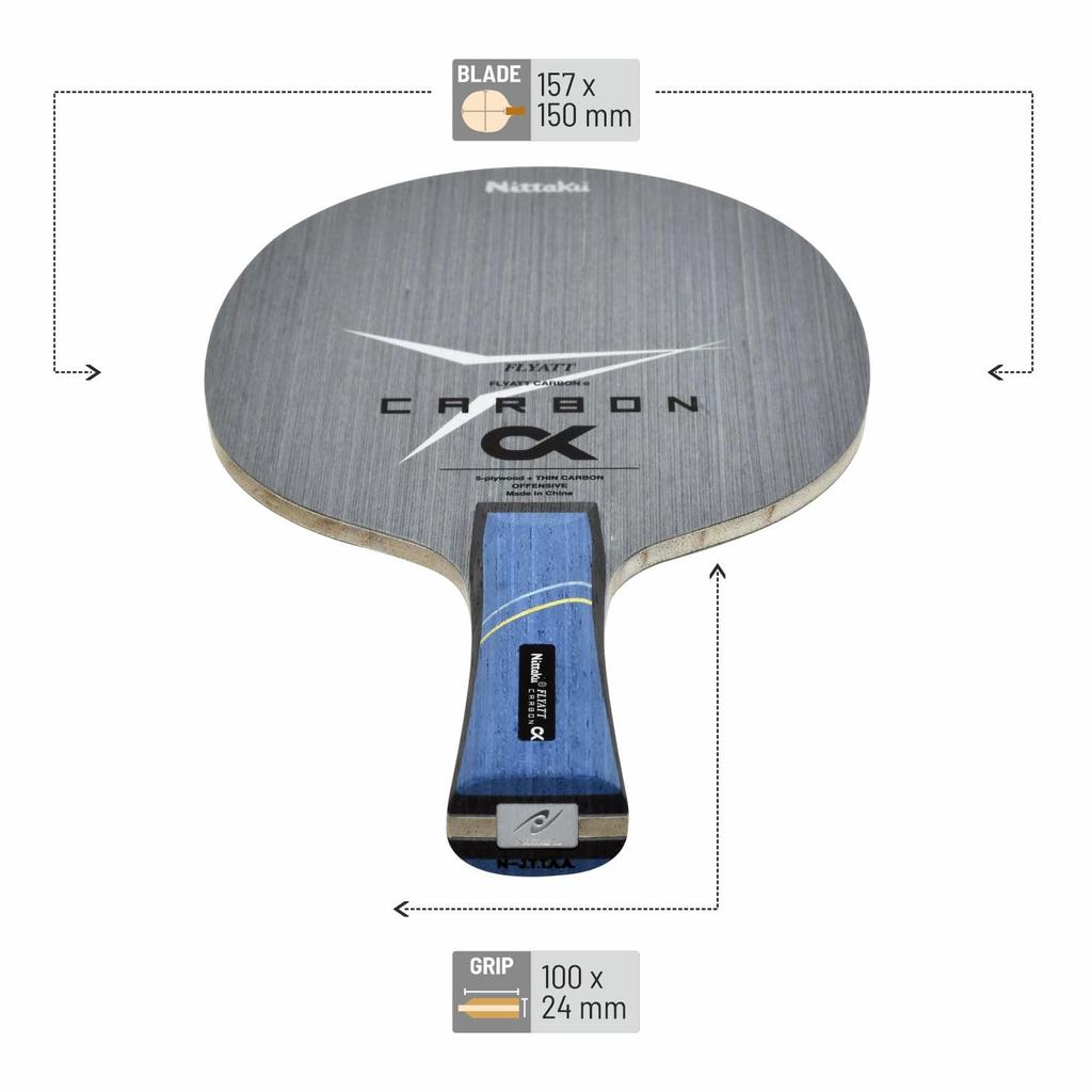 Nittaku Flyatt Carbon Outer FL NC0517 Table Tennis Racket Blade 5-Ply Wood 2-Ply Ultra-Thin Offensive Lightweight Flared Grip