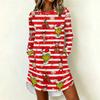 Women's Casual Dress Christmas Print Neck Long Sleeve Festive Holiday Outfit