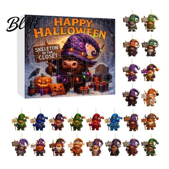 Mystery Themed Halloween Handmade Necklace with 24 Calendar 2025 Decor Advent Acrylic Charms Set Pumpkin