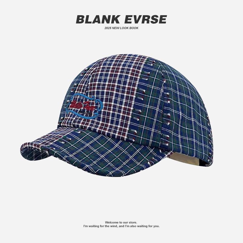 

Ретро клетчатая расцветка, сочетающаяся панама, женская нишевая универсальная литературная шляпа-ведро, большой обхват головы, подчеркивающая лицо, маленькая панама One Size (58-60cm)