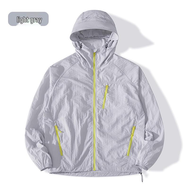 

7A Унисекс Легкая Куртка от Солнца с Защитой от УФ-лучей для Лета - Дышащая, Антибактериальная, Идеальна для Активного Отдыха и Рыбалки. 3XL светло-серый