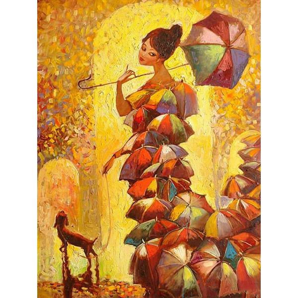 Full Round 5D Diy Diamond Painting Woman Umbrella Diamond Embroidery Portrait Picture Crystal Cross Stitch Mosaic Home Decor