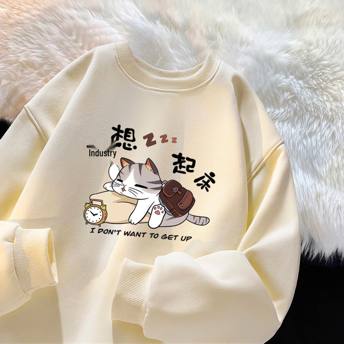 Men s 2025 Winter Fleece-Lined Lambswool Hoodie: Casual Round Neck, Loose Fit Jacket XL