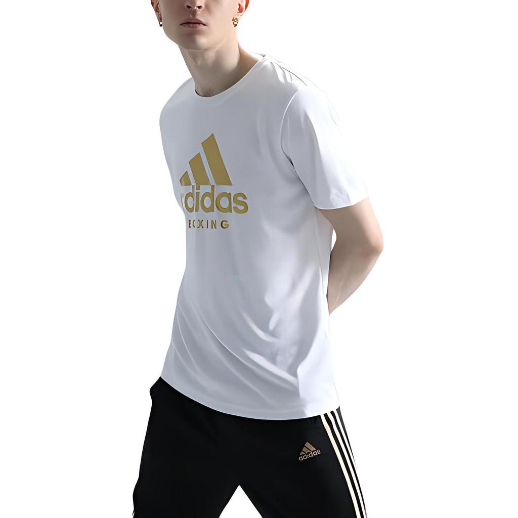 Adidas Breathable Comfortable Printed Casual Sports Short Sleeve T-Shirt Men Tops White ADICTB