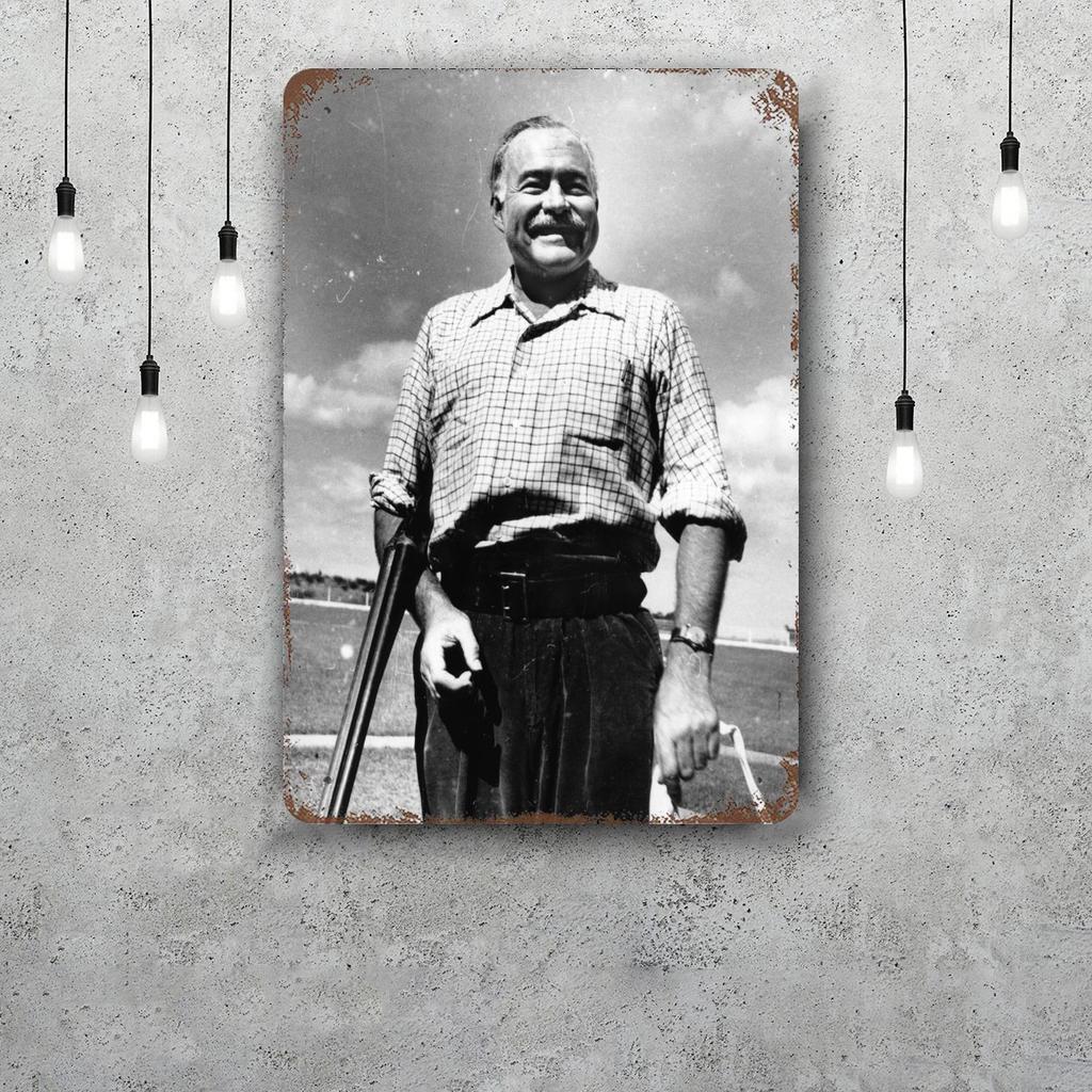 Ernest Hemingway Retro Vintage Tin Sign Poster Decorative Plaque Metal Plate Wall Decor