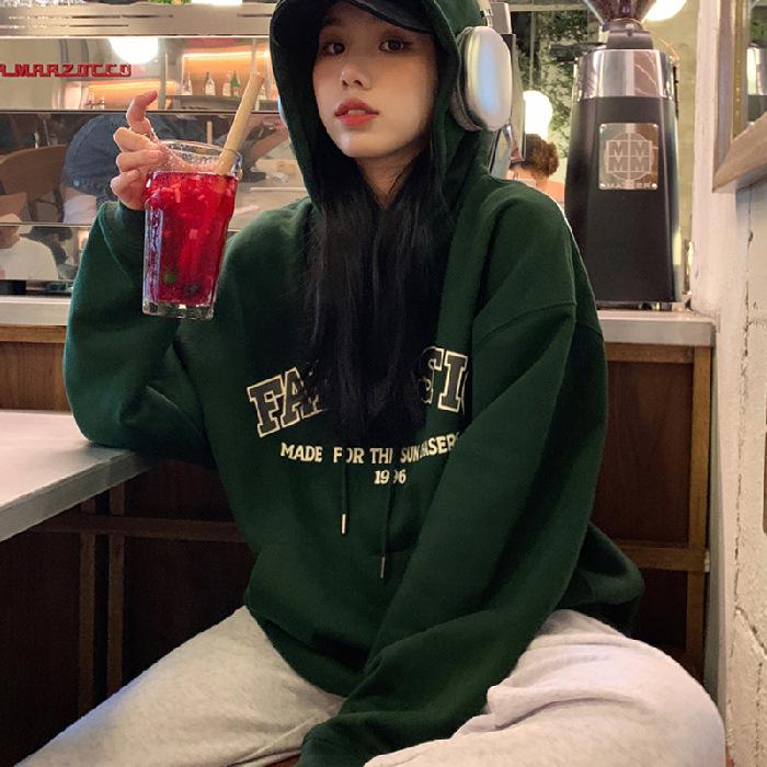 

Fleece American new letter printing hooded sweater men s and women s Korean version lazy style foreign style wholesale coat 3XL