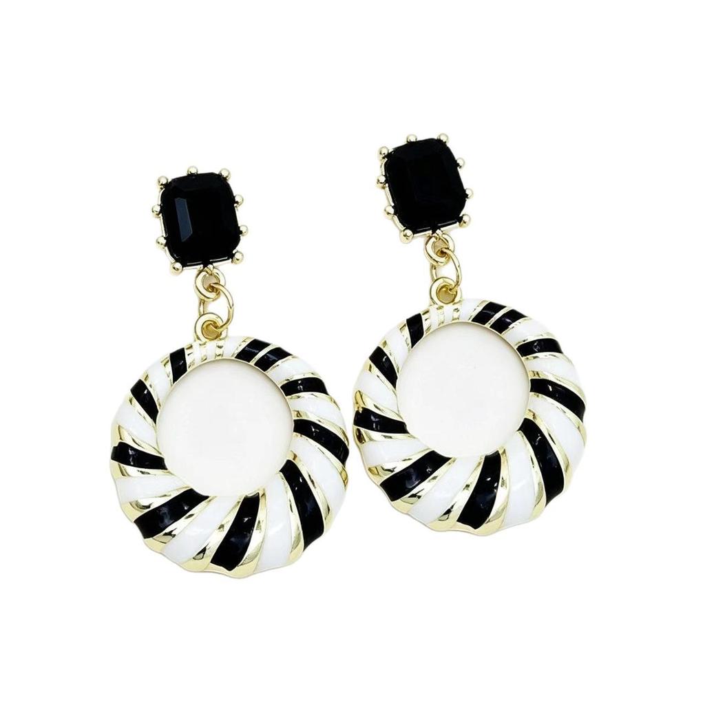 2025 Trendy Black & White Striped Earrings - High-End, Light Luxury Style for Autumn & Summer