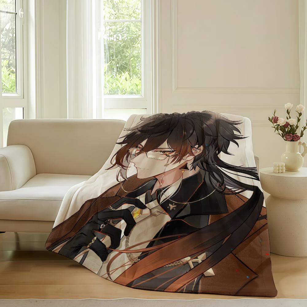 Game Genshin Impact Zhongli Blanket Warm Soft Suitable For Bedroom Sofa Bed Living Room Office Travel Camping Gifts
