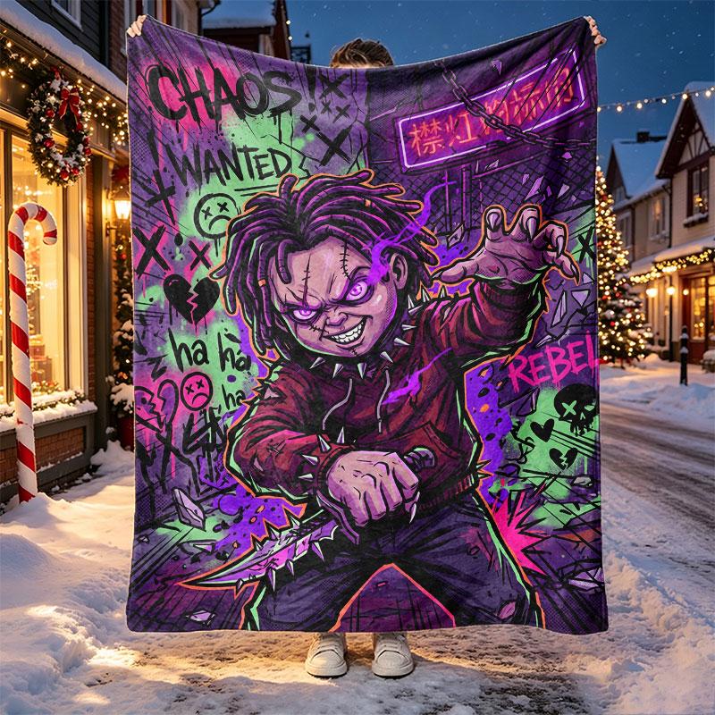 Child's Play Pattern Blanket for Home Decoration, Bed, Sofa, Car Travel, Camping, Suitable for All Seasons, Birthday Christmas Gift