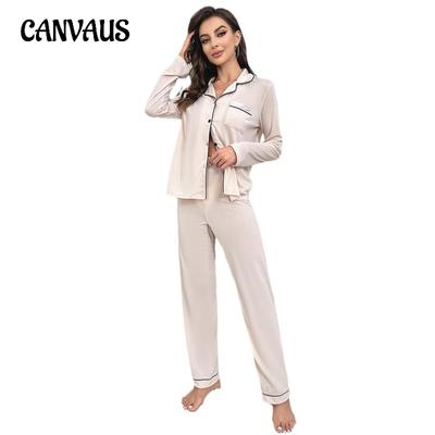 Pajamas Women Autumn and Winter Solid Color Cardigan Long Sleeve Homewear Set Sleeping Suits