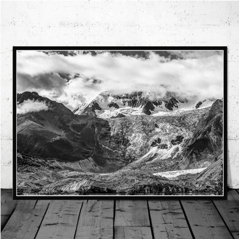 

Черно-белая пейзажная живопись Горная вершина Озеро Постер Печать на холсте Живопись Настенное искусство Картина для гостиной Домашний декор 21cm×30cm NoFrame