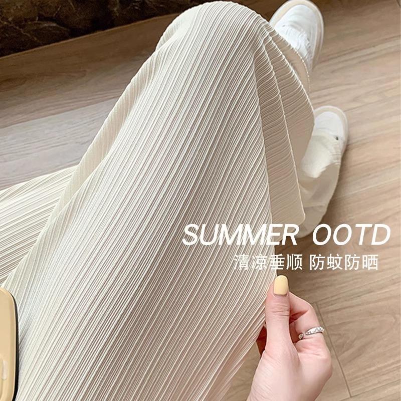 

Брюки для беременных летние новые тонкие из ледяного шелка с широкими штанинами большого размера для полных мм не сдавливают живот одежда для беременных large size [suitable for 110-67.5kg]