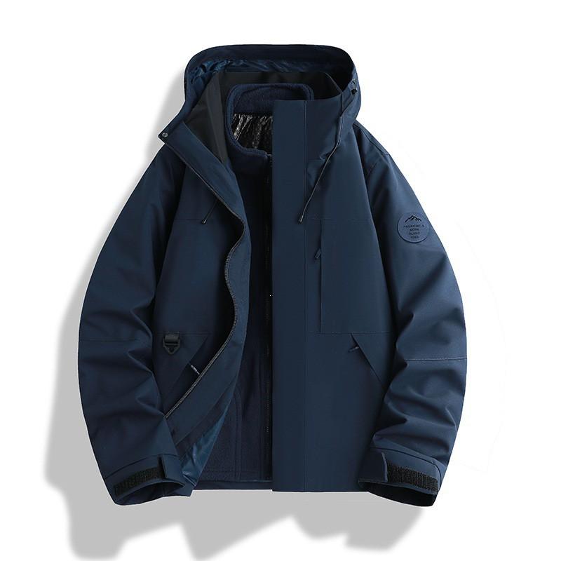 Mens Womens 3-in-1 Removable Hooded Windproof Warm Outdoor Jacket Hiking Camping Fishing Cycling