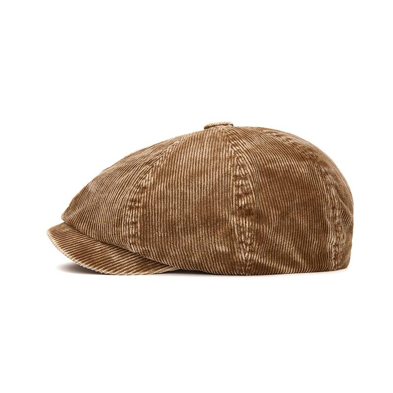 Britse Corduroy Achtkantige Pet Herfst Winter Heren Pet Warme Baret