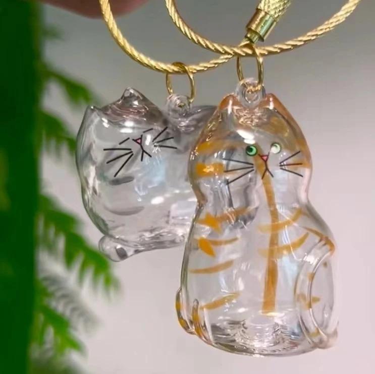 Cute Cat Hair Storage Keychain Pendant Backpack Ginger Cat Siamese Cat Hair Bag Hanging Pet Hair Souvenirs Gift for Cat lovers