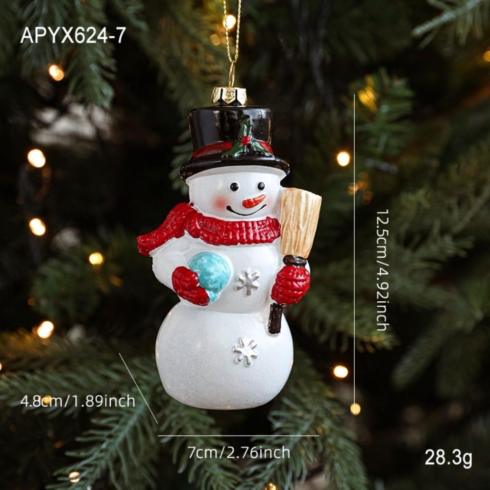 Red White Painted Christmas Ornaments Plastic DIY Christmas Tree Pendant Christmas Tree Hanging Ornaments