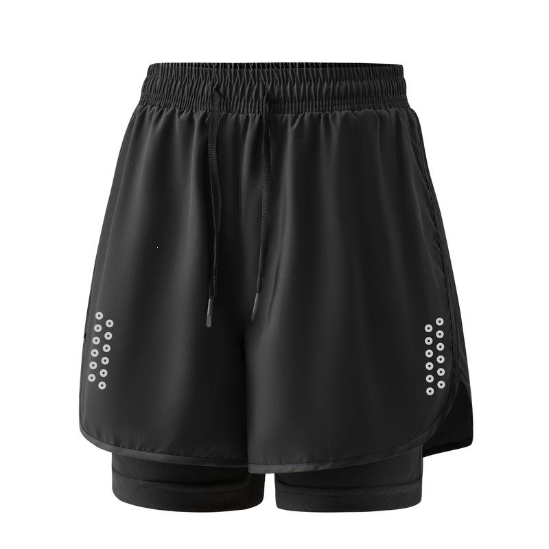 Unisex Quick-Dry Fake Two-Piece Summer Sports Shorts, Anti-Exposure, Running Three-Quarter Style