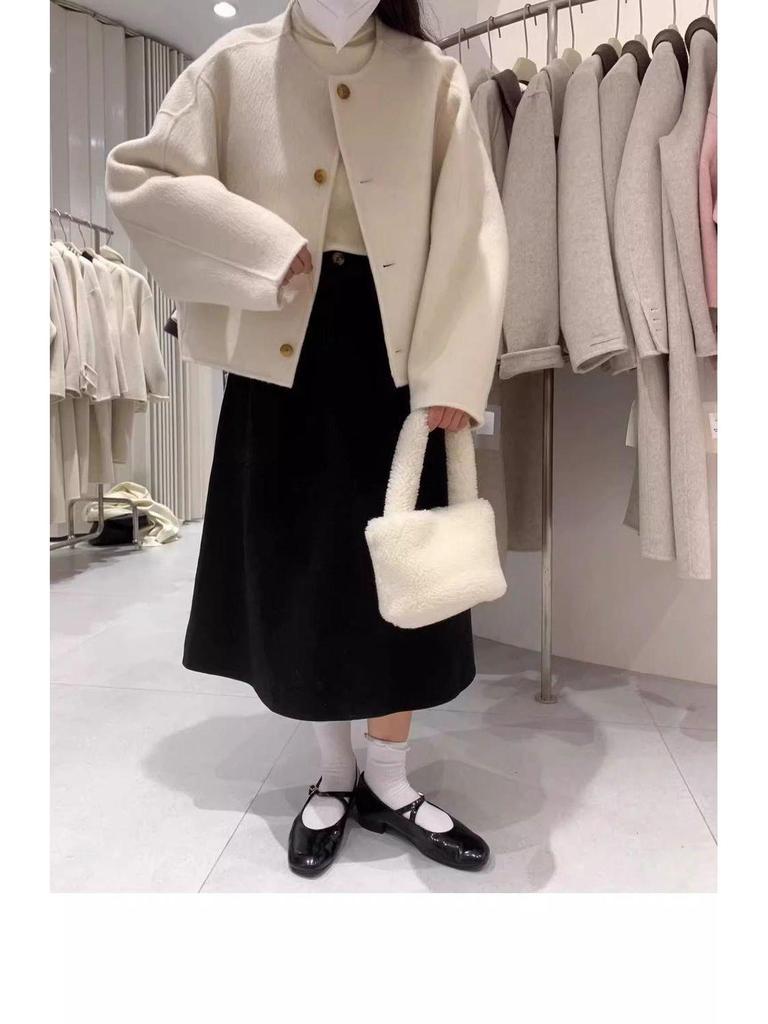 Petite Women's 2025 Winter Woolen Cardigan-Style Short Coat
