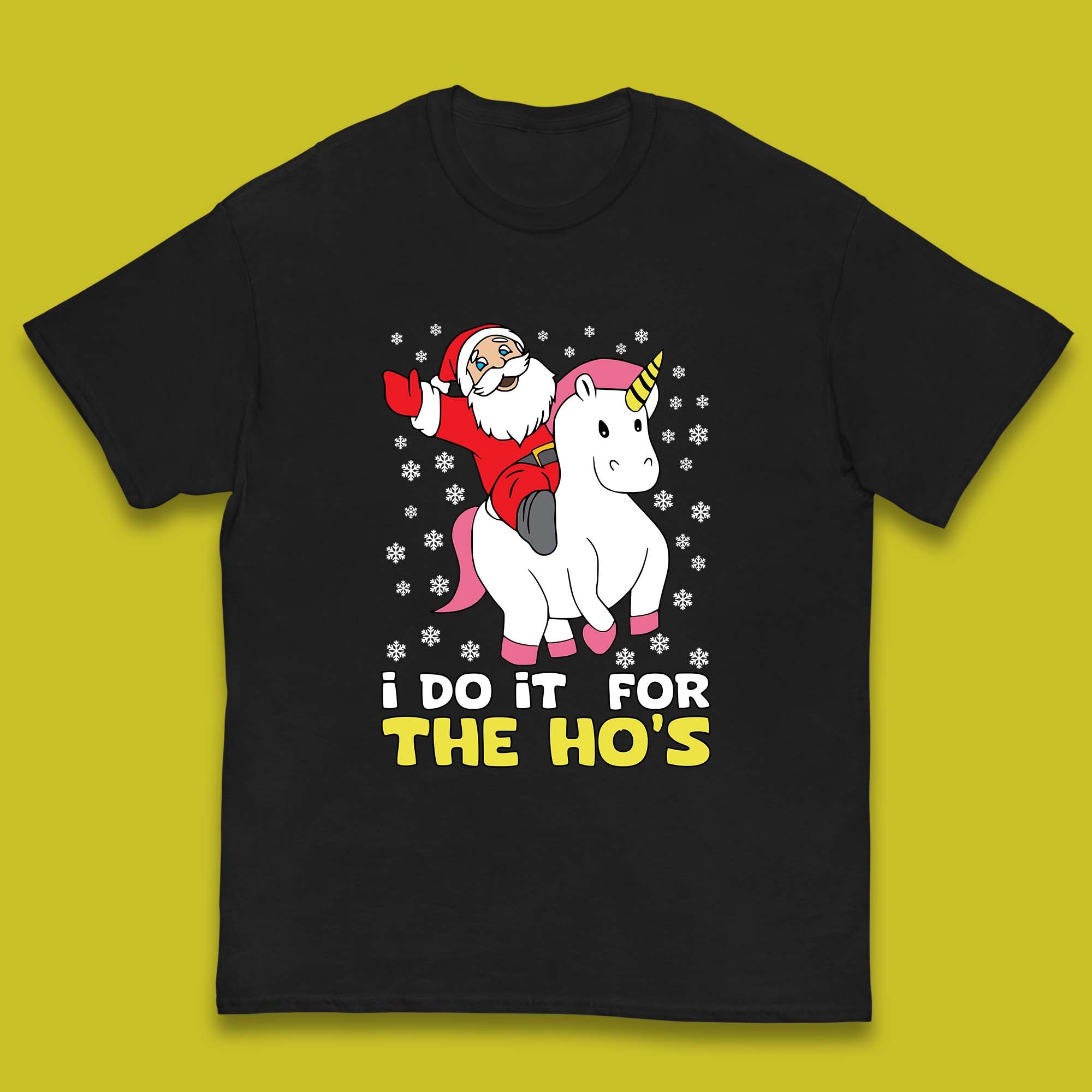 

I Do It For The Ho s Santa Riding Unicorn Christmas Kids T Shirt 120