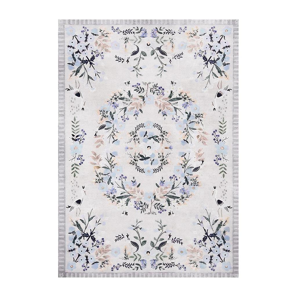 French Vintage Floral Pattern Carpet Light Luxury Rugs for Bedroom Home Non-slip Floor Mat Large Area Living Room Washable Rug