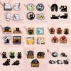 2-8pcs/set Cute Cat Enamel Pins Cartoon Big Eyes Black Kitties with Knife Animal Brooches Lapel Badge Jewelry Gifts For Friends