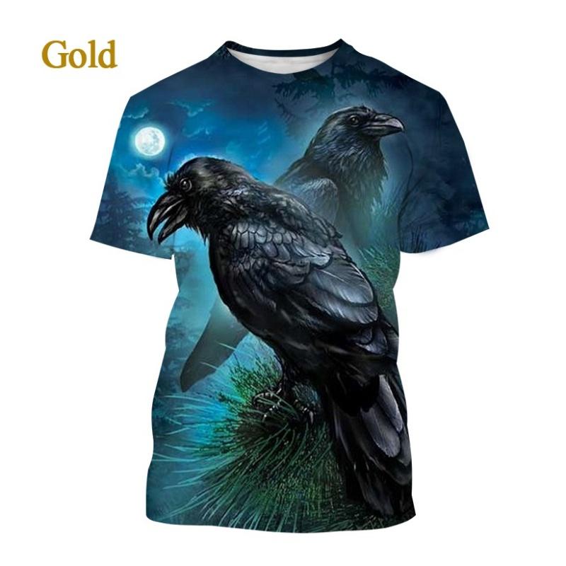Bird King Eye Pattern T-shirt Men's Cool Bird 3D Printed Summer Breathable Round Neck Short Sleeve Top