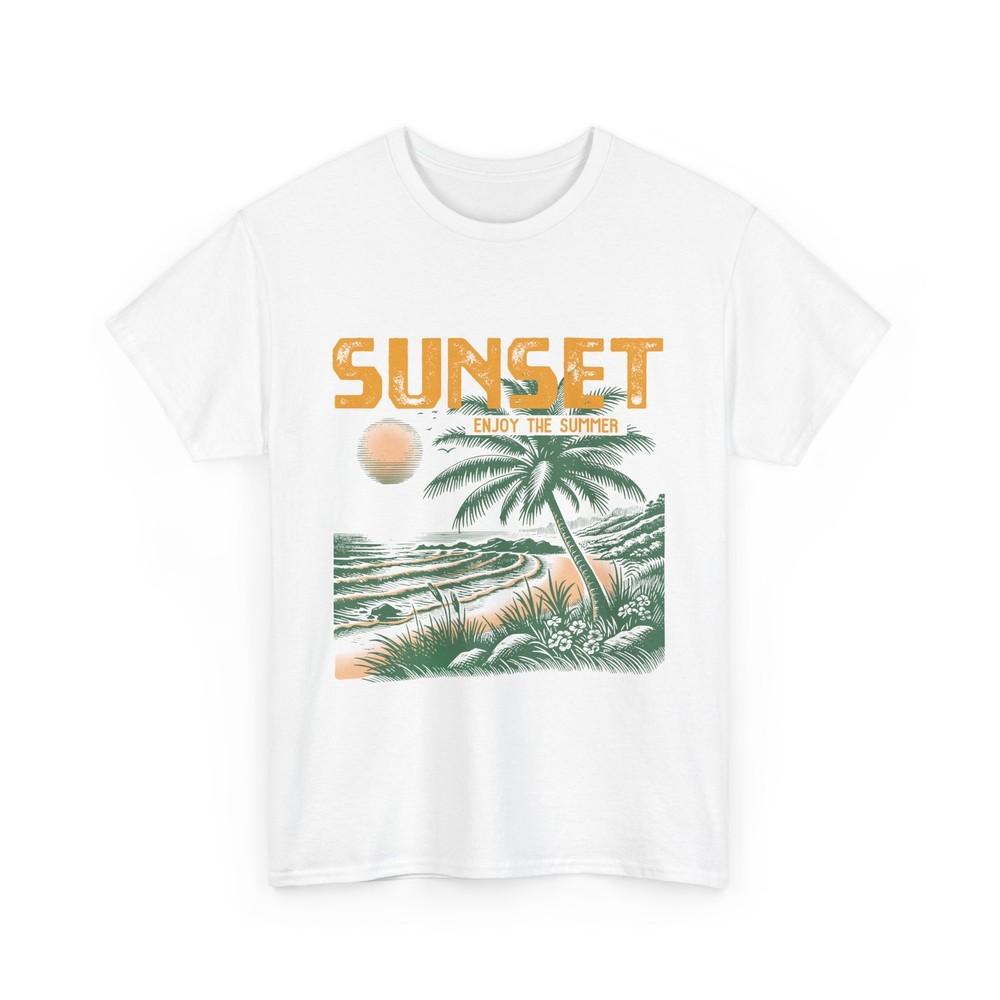 

Beach Vibes T-Shirt | Summer Ocean Waves Tee | Sunset - Enjoy The Summer Shirt M